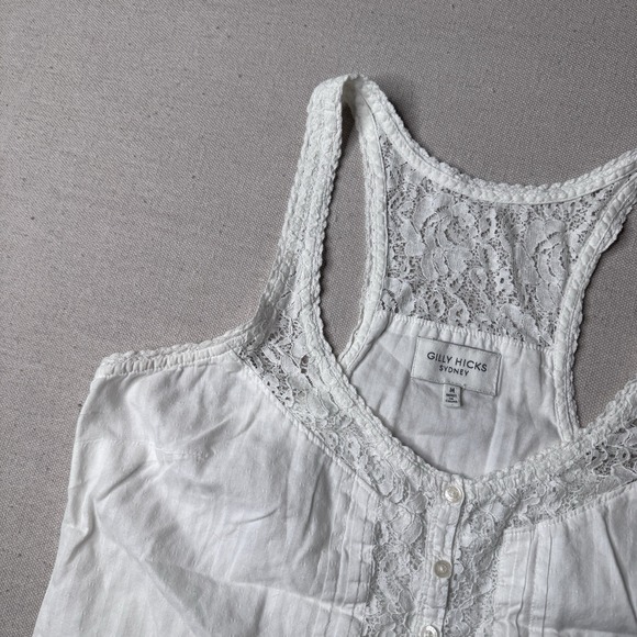 Gilly Hicks Tops - Gilly Hicks Peplum Top Medium Fairy Boho Cottage Lace Sleeveless 100% Cotton